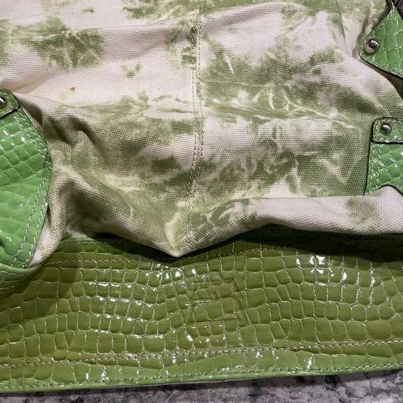 Kathy Van Zeeland Green and Cream Tote Bag Y2K - Picture 10 of 10